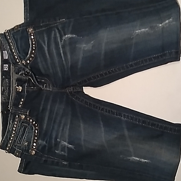 Womens Miss Me Distressed Studded Boot Cut Jeans 25 - Picture 5 of 7